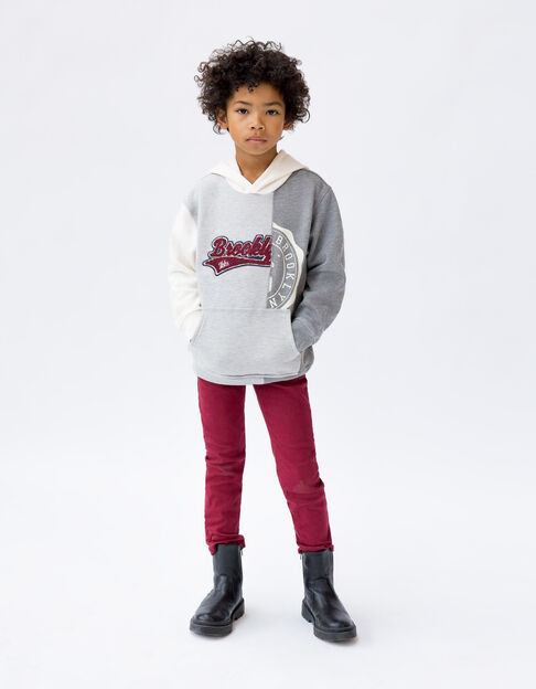 Boys’ grey and ecru hoodie with cut images