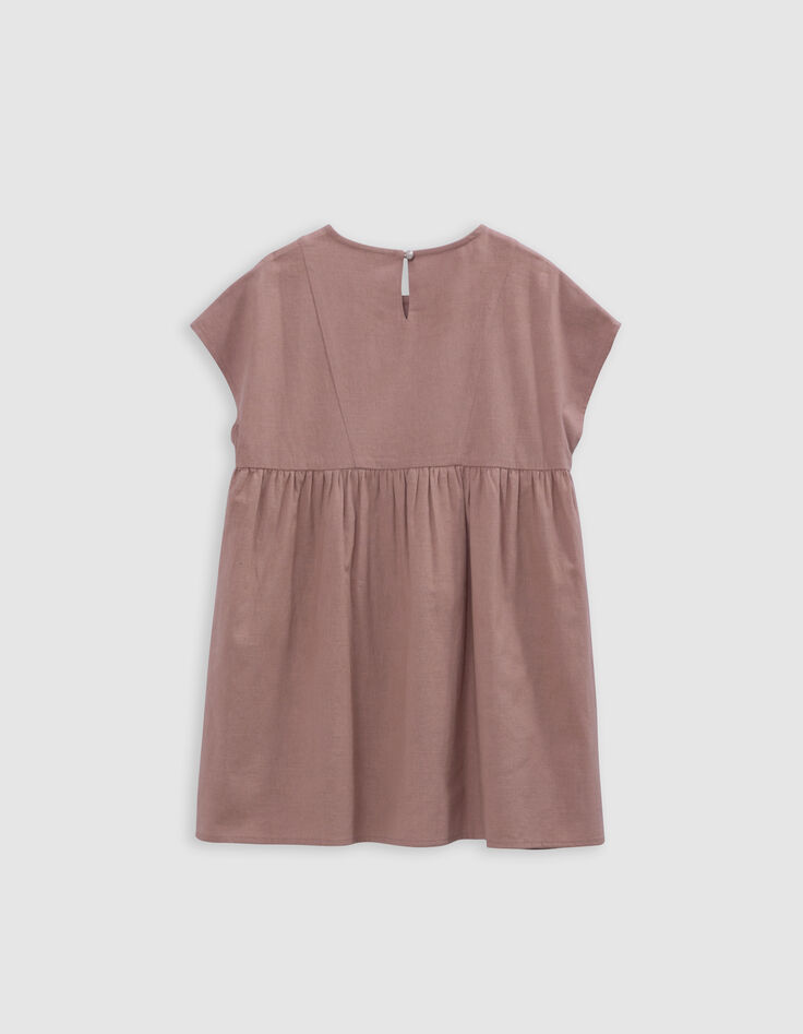 Robe rose broderies épaules et devant fille-4