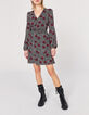 Robe en crêpe recyclé motif roses sur fond léopard femme-1