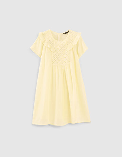 Robe lemon broderie et jacquard plumetis fille  - IKKS