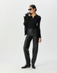 Jean bootcut noir enduit taille haute Femme-1