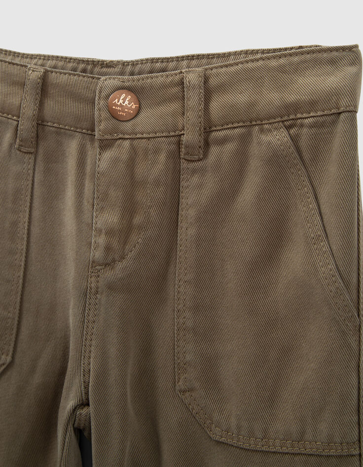 Khaki FLARE-Mädchenhose aus LYOCELL® im Zimmermannslook-2