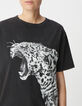 Tee-shirt gris coton bio visuel l&eacute;opard  et message Femme-4