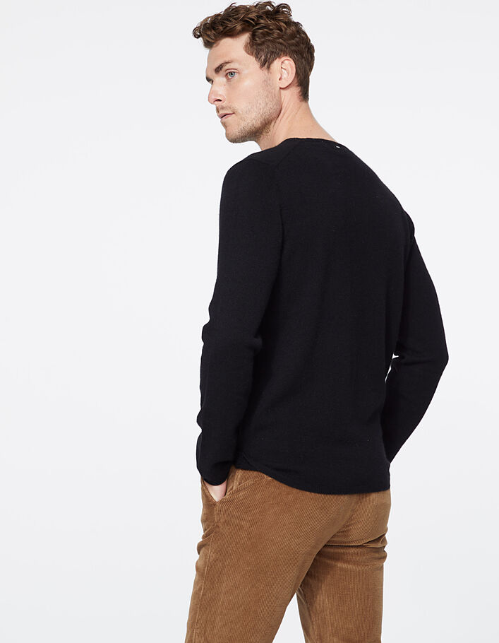 Men’s black cashmere V-neck sweater - IKKS