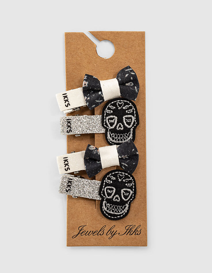 Barrettes noir, blanc et argent fille-4 Barrettes noir, blanc et argent fille-4
