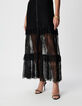 Women's black lace sheer maxi dress-3