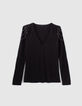Blouse noire recyclée détails chaînes épaules Femme-6