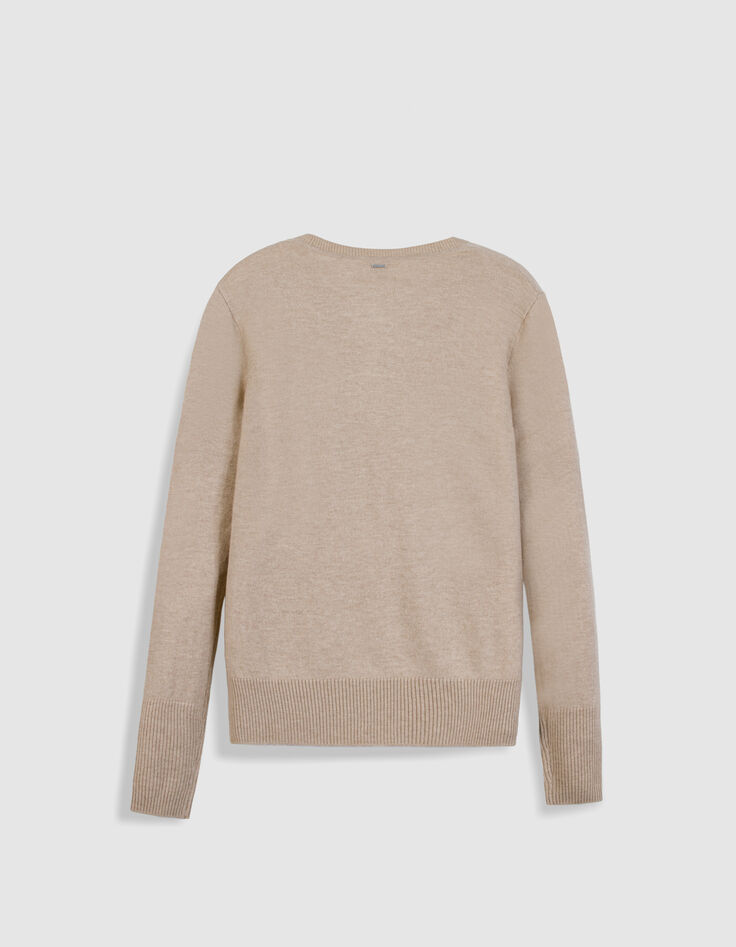 Pull manches longues beige 100% laine Femme-7