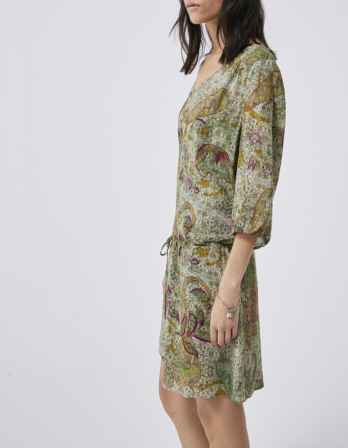 Cremeweißes Damenkleid mit Paisley-Print - IKKS