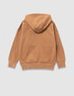 Camelbraunes Jungen-Kapuzensweatshirt Maxi-Schriftzug-5