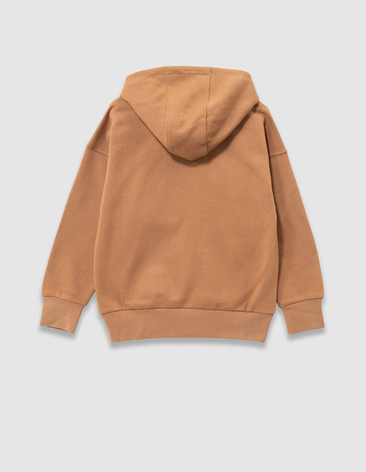 Camelbraunes Jungen-Kapuzensweatshirt Maxi-Schriftzug-5