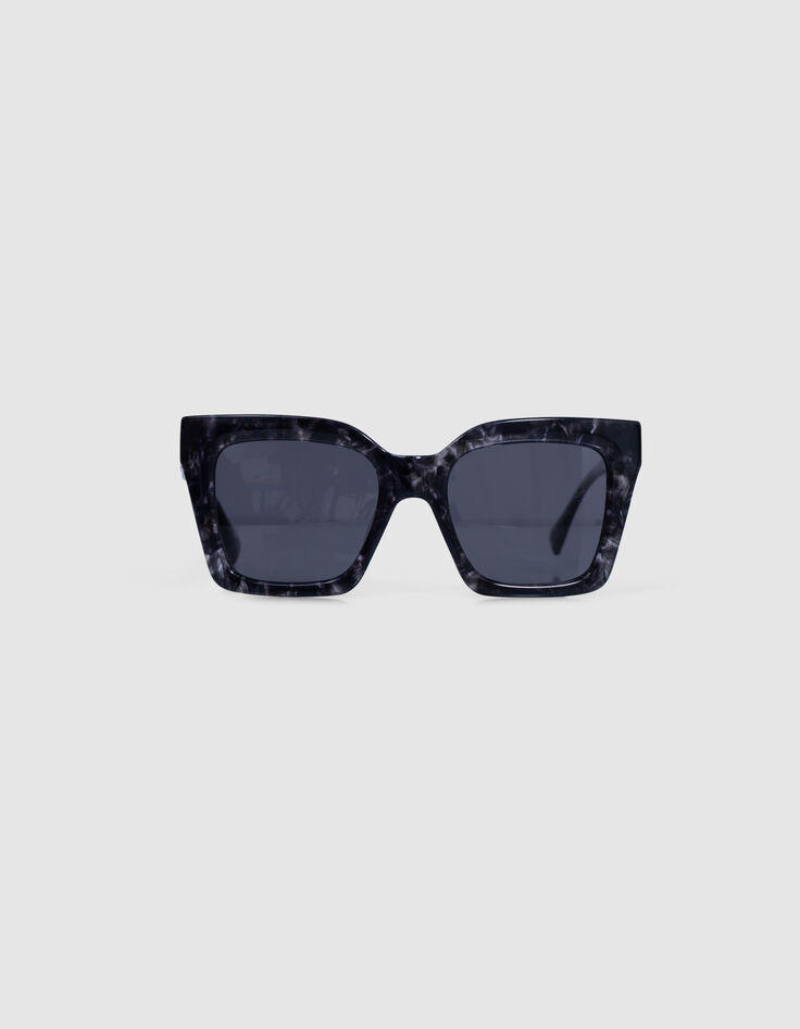 Schwarze Sonnenbrille Billy graue Gläser-3