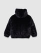 Plumas reversible negro pata de gallo y sherpa niña-9