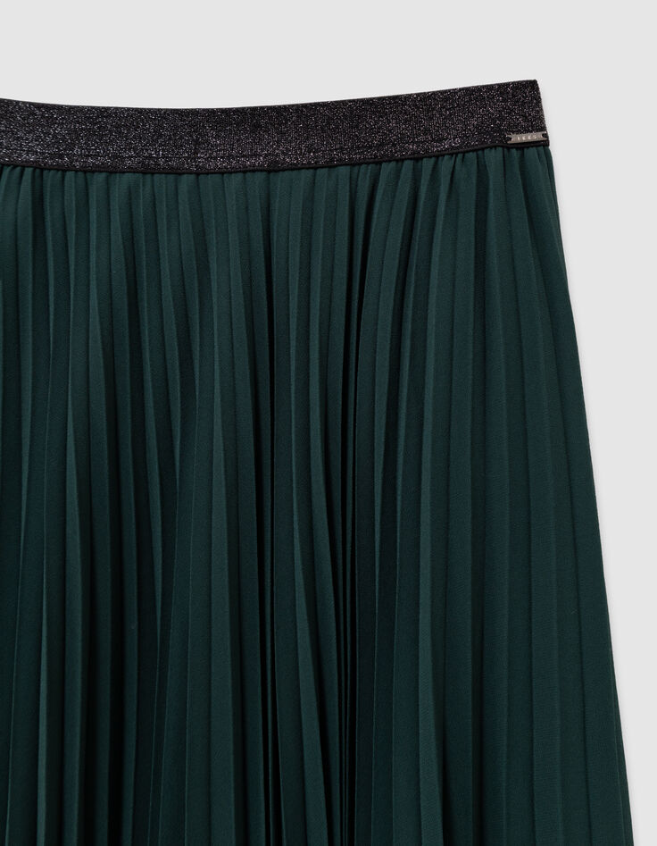 Falda larga plisada verde de niña-4