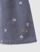 Korte blauwe fluwelen rok hartmotief meisjes-6