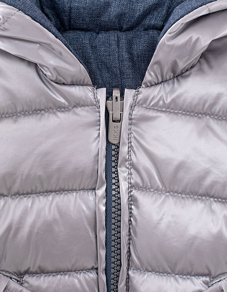 Doudoune réversible argent et Tencel® bleu bébé fille-5 Doudoune réversible argent et Tencel® bleu bébé fille-5