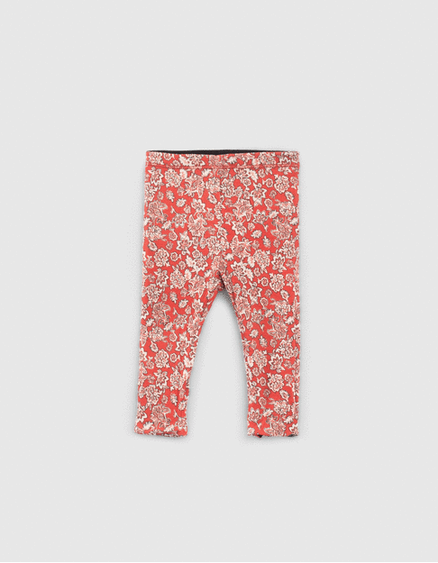 Baby girls’ red print/black reversible leggings
