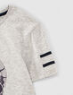 Boys’ grey organic T-shirt with skull, radio and trainers-4