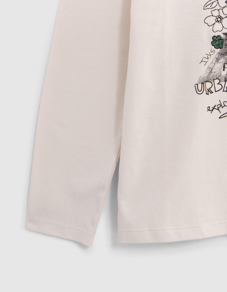 Camiseta crudo algodón monumentos bordado flores para niña-4 Camiseta crudo algodón monumentos bordado flores para niña-4