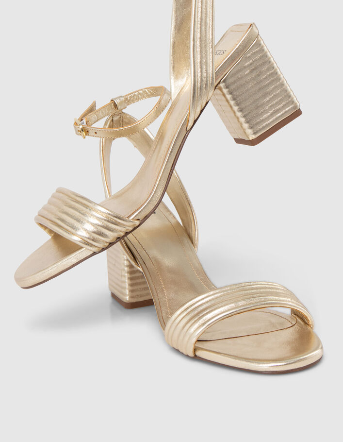 Goudkleurige sandalen met hak metallic leer Dames - IKKS