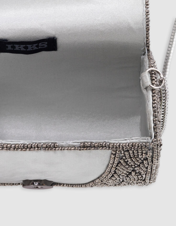 Sac à main argenté brodé perles fille-7