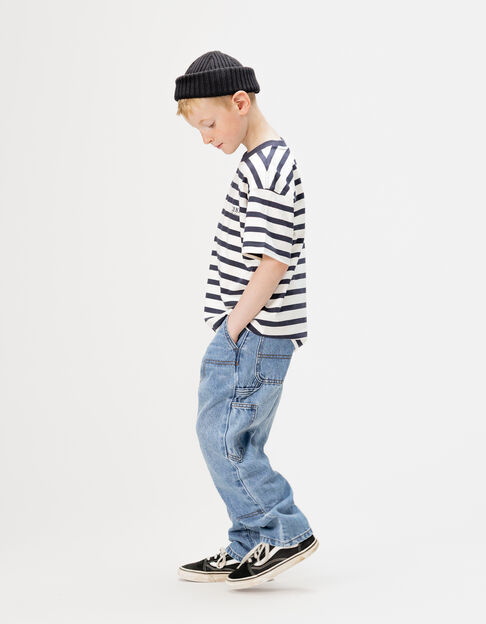 Jean baggy bleu poche charpentier garçon - IKKS