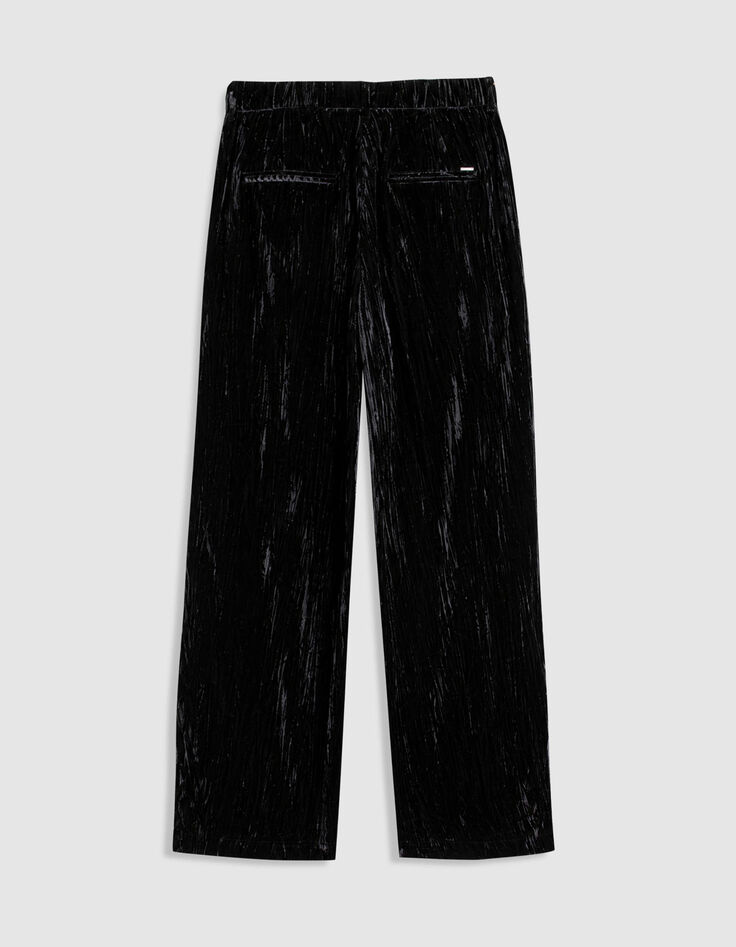Pantalon de tailleur noir panne de velours relief Femme-2