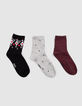 Girls’ black, burgundy and grey socks-2