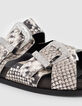 Mules beiges piel efecto pit&oacute;n hebilla western mujer-4