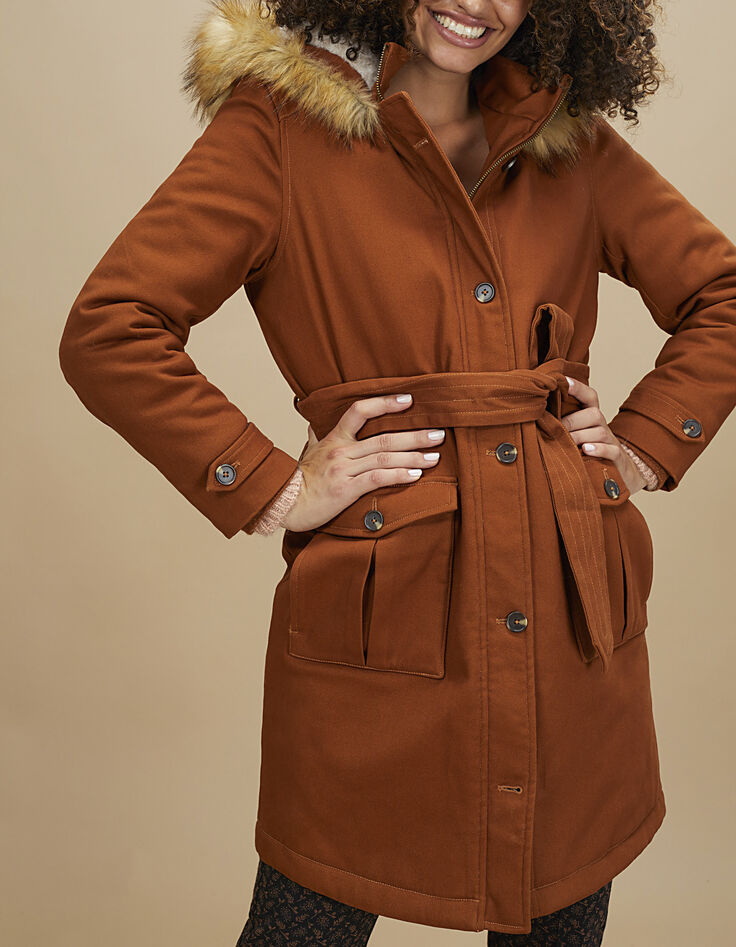 Parka caramel fourrée à capuche I.Code-2 Parka caramel fourrée à capuche I.Code-2