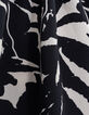 Vloeiende zwarte damesblouse met zebrabloemprint-6