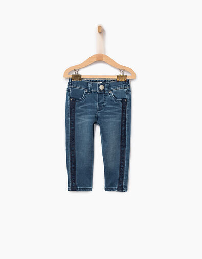 Baby girls' blue jeans with California braiding - IKKS