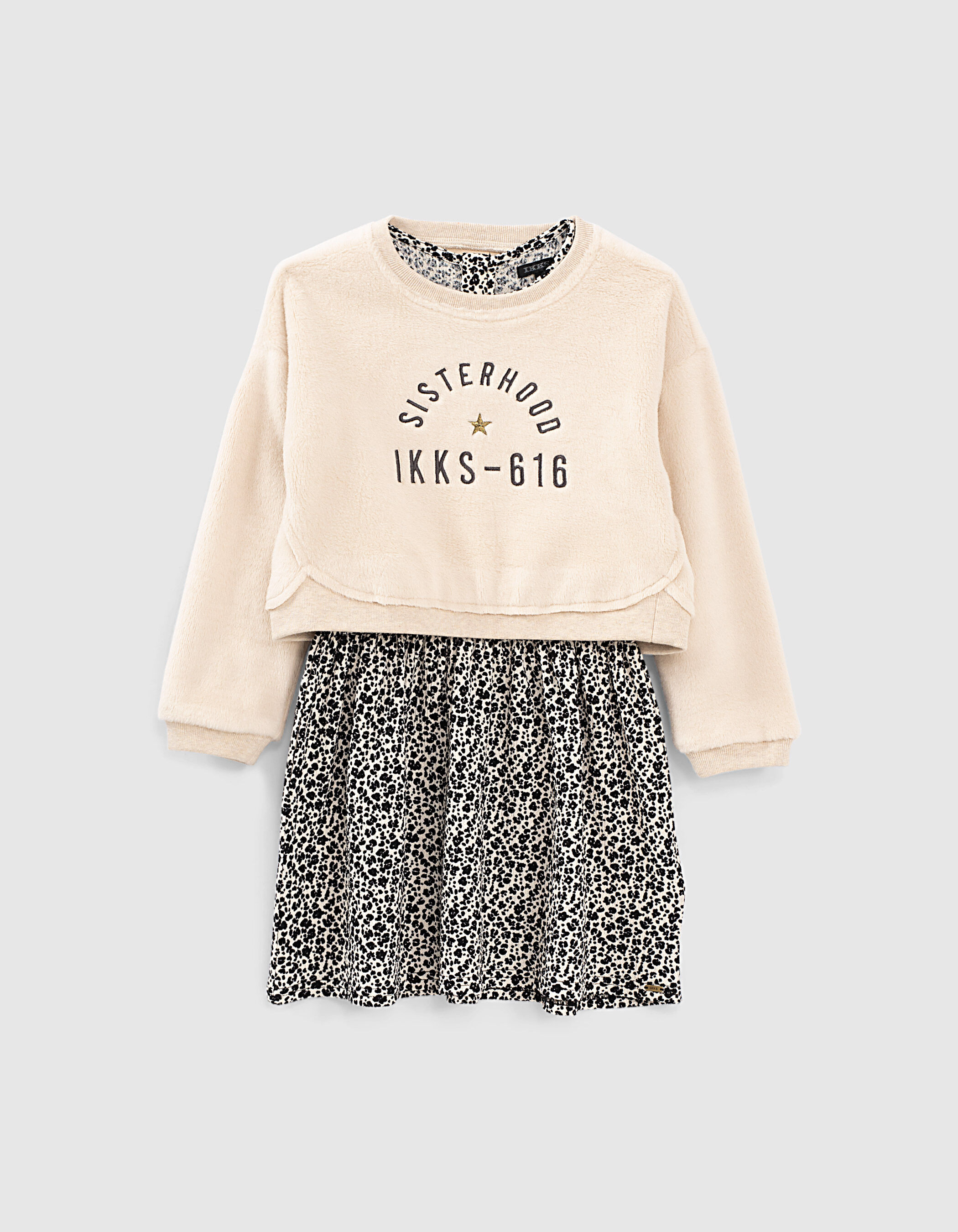 Robe 2 en 1 sable chine leopard fleurs avec sweat fille IKKS