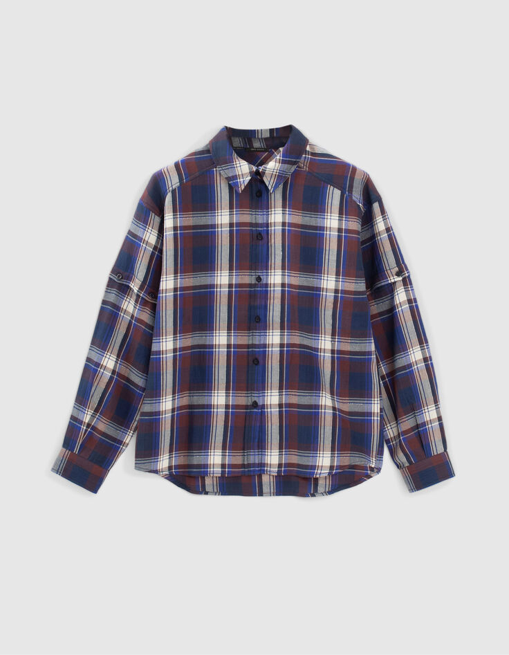 Camisa granate cuadros mujer-5