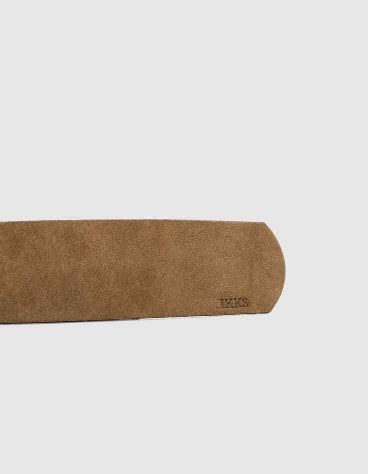 Damesriem met ovale gesp in beige suèdeleer-2