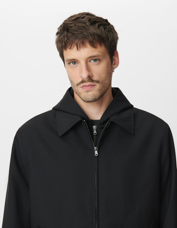 Blouson noir parementure noire amovible Homme-5