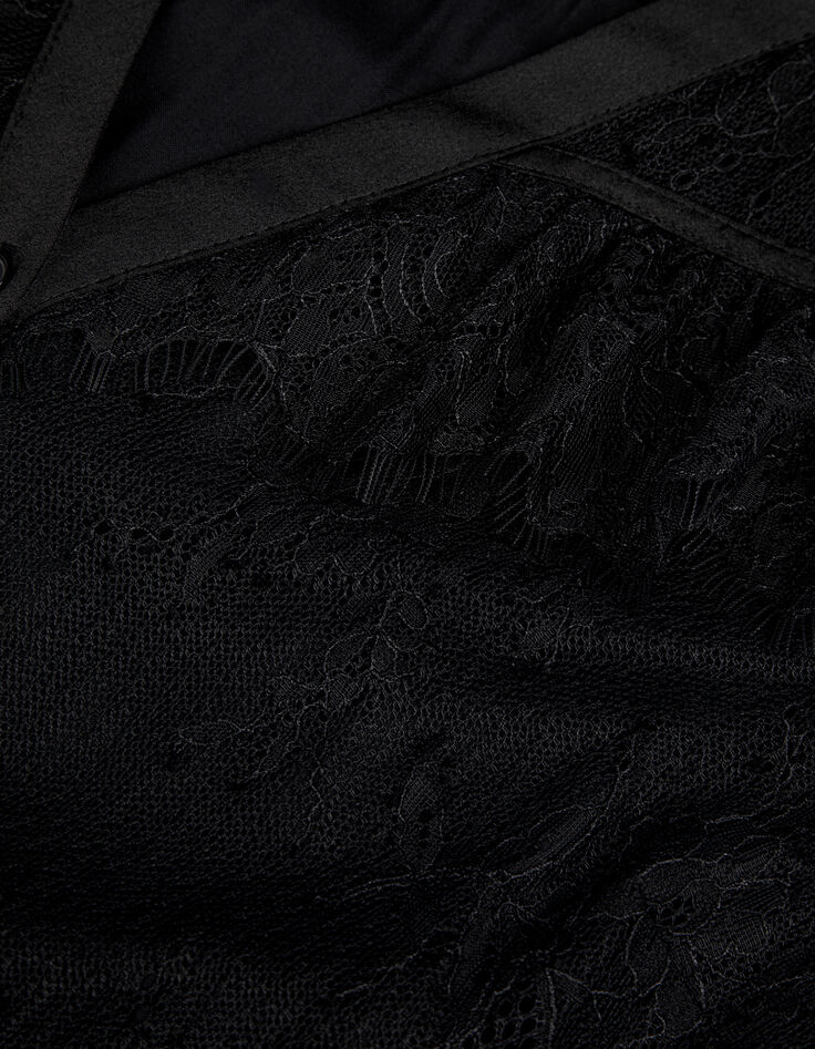 Dames zwarte kant sheer maxi jurk-8