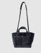 Tasche 1440 schwarzes geknittertes Lackleder Größe Medium-7