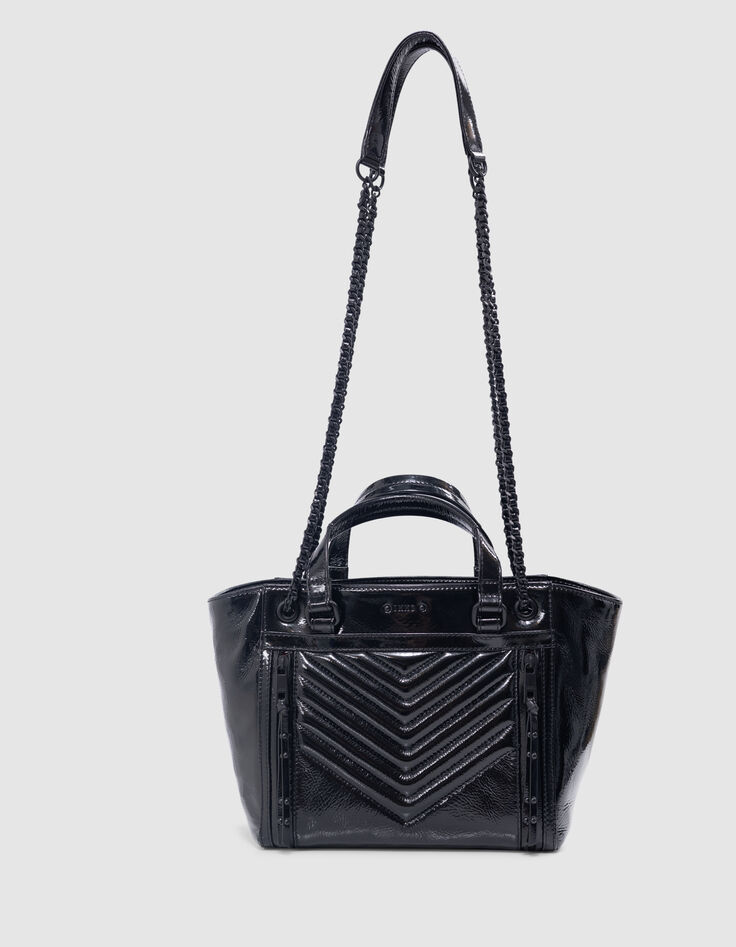 Tasche 1440 schwarzes geknittertes Lackleder Größe Medium-7