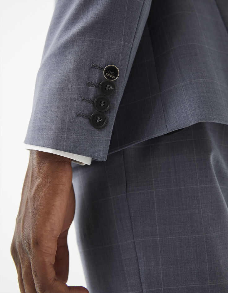Indigoblauwe blazer ruitenmotief TRAVEL SUIT Heren-4