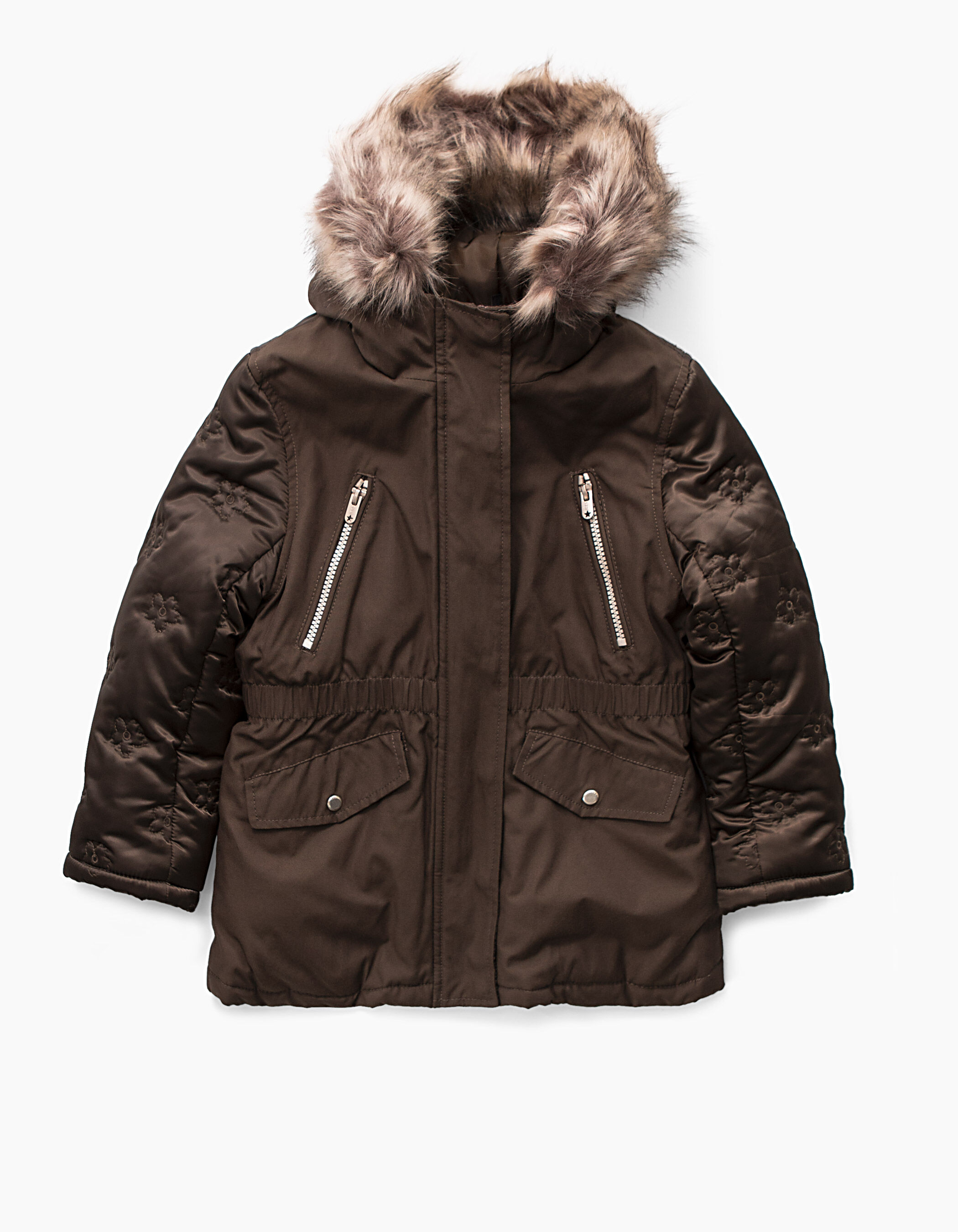 Womens Clothing Jackets Padded and down jackets IKKS Satin Khaki 3-in-1 Parka+reversible Padded Jacket in Brown 