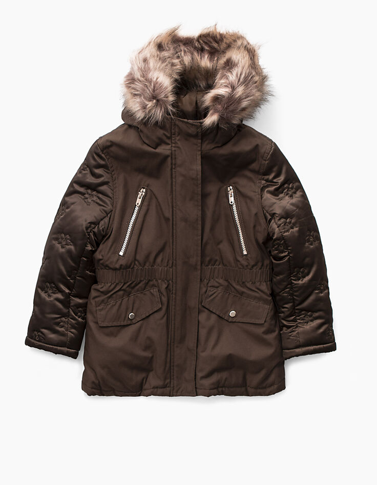 Parka 3 en 1 kaki avec doudoune réversible fille -1
