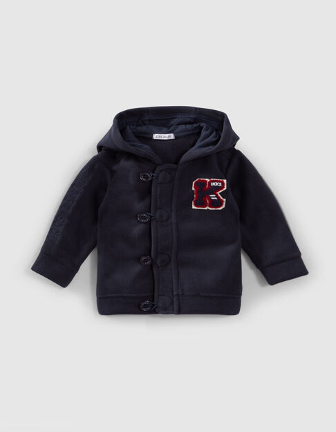 Baby boys’ navy fleece hooded cardigan