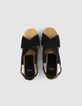 Women’s black studded suede sandals with wooden heel-3