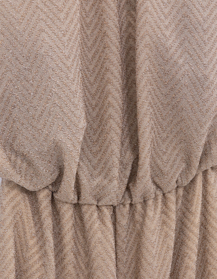 Dames jumpsuit met visgraatmotief in goud-2