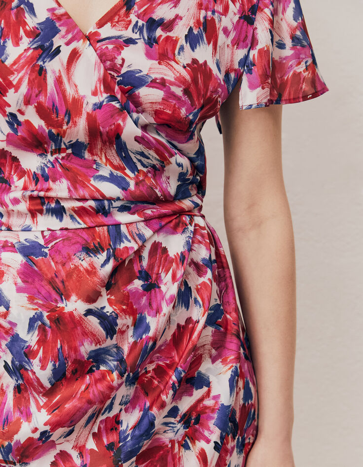 Gedrapeerde voile jurk met flashy bloemenprint dames-5