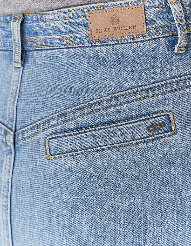 Hellblauer Damenbleistiftrock aus Jeansstoff-5