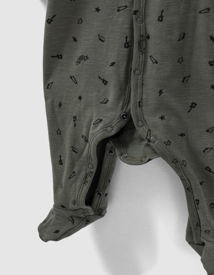 Hell khaki Strampelanzug mit Rocker-Print aus Biobaumwolle-4
