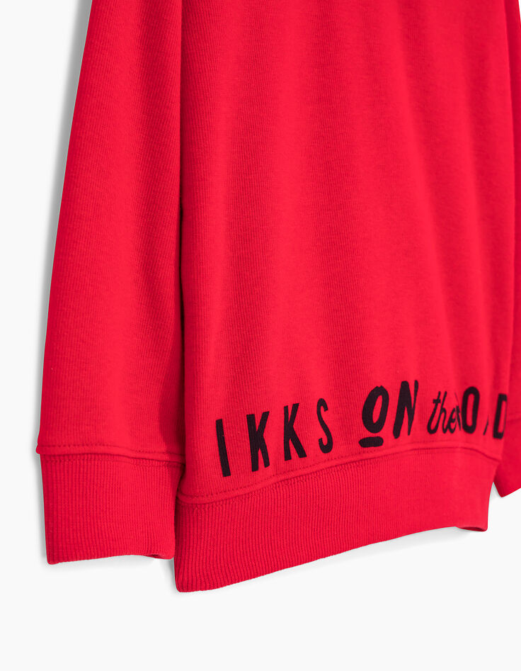 Cardigan rouge à lunettes sur capuche garçon-4