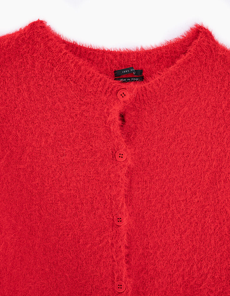 Rood vest fantasie harig breigaren dames-3